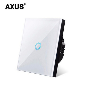 Διακόπτης αφής AXUS EU Διακόπτες φωτισμού τοίχου με πάνελ LED σκληρυμένο μαύρο λευκό κρυστάλλινο γυαλί 1/2/3 Gang Interruttore AC100-240V