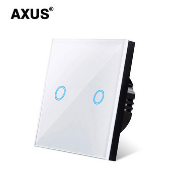 AXUS EU Touch Switch Power Led Panel Стенен ключове за осветление Закалено черно бяло кристално стъкло 1/2/3 Gang Interruttore AC100-240V