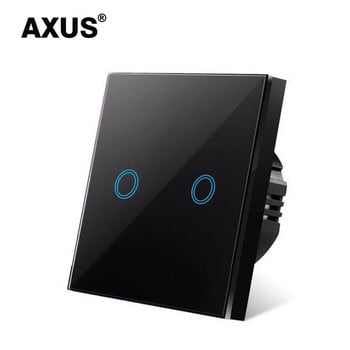 AXUS EU Touch Switch Power Led Panel Стенен ключове за осветление Закалено черно бяло кристално стъкло 1/2/3 Gang Interruttore AC100-240V