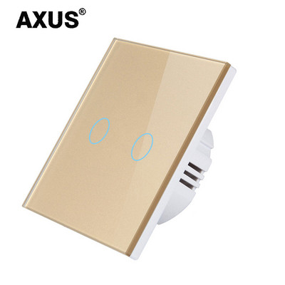 AXUS EU prekidač osjetljiv na dodir Power Led panel zidni prekidači za rasvjetu Kaljeno crno bijelo kristalno staklo 1/2/3 Gang Interruttore AC100-240V