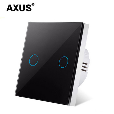 AXUS EU prekidač osjetljiv na dodir Power Led panel zidni prekidači za rasvjetu Kaljeno crno bijelo kristalno staklo 1/2/3 Gang Interruttore AC100-240V