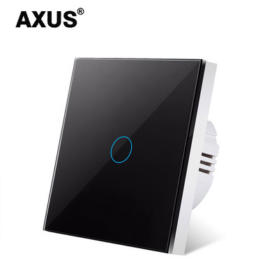 AXUS EU prekidač osjetljiv na dodir Power Led panel zidni prekidači za rasvjetu Kaljeno crno bijelo kristalno staklo 1/2/3 Gang Interruttore AC100-240V