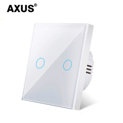 AXUS EU prekidač osjetljiv na dodir Power Led panel zidni prekidači za rasvjetu Kaljeno crno bijelo kristalno staklo 1/2/3 Gang Interruttore AC100-240V
