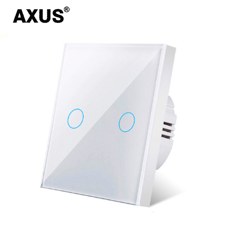 AXUS EU prekidač osjetljiv na dodir Power Led panel zidni prekidači za rasvjetu Kaljeno crno bijelo kristalno staklo 1/2/3 Gang Interruttore AC100-240V