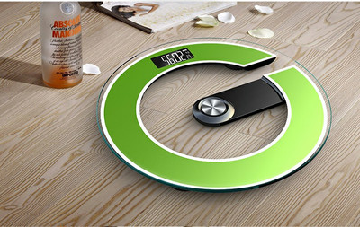 Vruće 2022 Velika kupaonska vaga od kaljenog stakla Elektronske podne vage Okrugli crno zeleni LED zaslon za napajanje LED noć