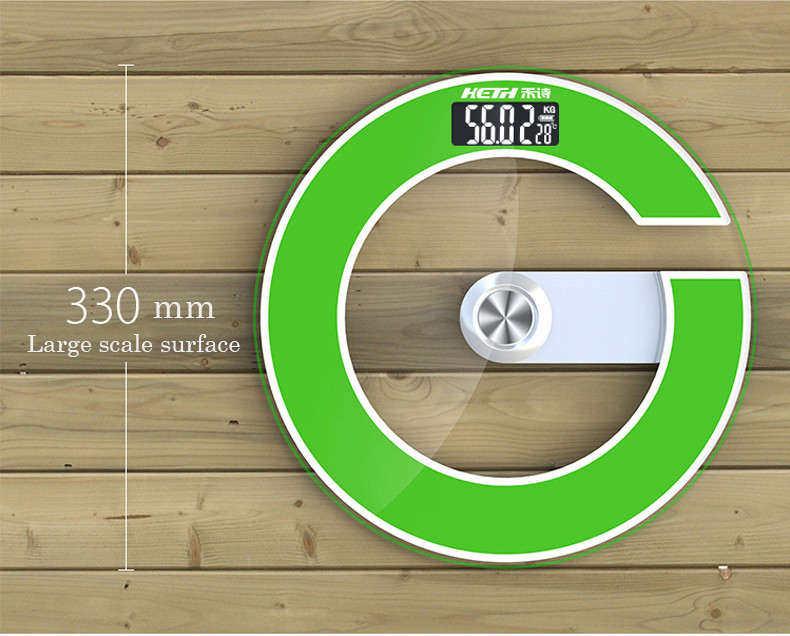 Vruće 2022 Velika kupaonska vaga od kaljenog stakla Elektronske podne vage Okrugli crno zeleni LED zaslon za napajanje LED noć