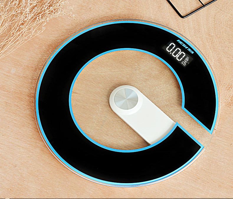 Vruće 2022 Velika kupaonska vaga od kaljenog stakla Elektronske podne vage Okrugli crno zeleni LED zaslon za napajanje LED noć