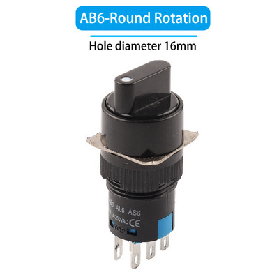 1 tk 16 mm AB6 3/6 kontaktiga nupuga nupp Lüliti väike kandiline ja ümmargune Hädaseiskamisnupp Lüliti Käivitus Toitelüliti Võtmega lüliti