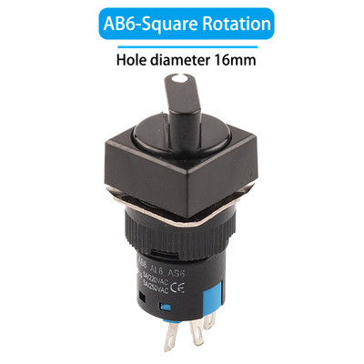 1 tk 16 mm AB6 3/6 kontaktiga nupuga nupp Lüliti väike kandiline ja ümmargune Hädaseiskamisnupp Lüliti Käivitus Toitelüliti Võtmega lüliti