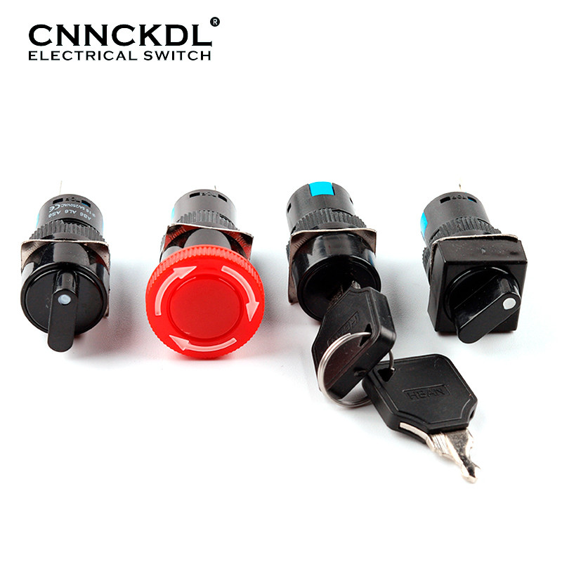 1 tk 16 mm AB6 3/6 kontaktiga nupuga nupp Lüliti väike kandiline ja ümmargune Hädaseiskamisnupp Lüliti Käivitus Toitelüliti Võtmega lüliti