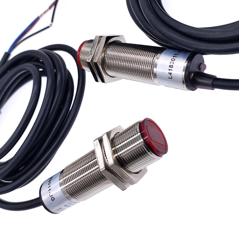 M18 Metallist fotoelektriline laserkiir Anduri lüliti Infrapuna takistuste vältimine NPN PNP NO 5-30 cm Reguleeritav tuvastusulatus