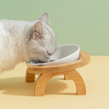 Κεραμικό μπολ τροφής για γάτες με διπλό μπολ τροφοδοσίας κατοικίδιων ζώων με ψηλό πόδι Μικρό σκυλί Kibble Προμήθειες νερού για γάτες Κουτάβι Μπολ