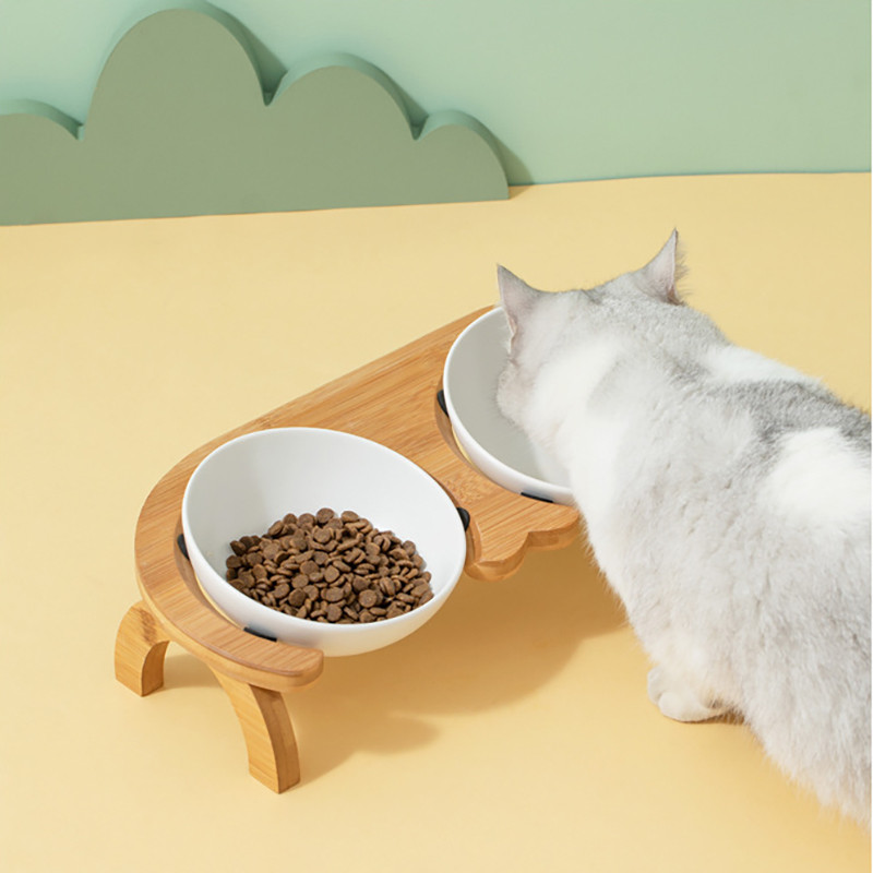 Keramička zdjela s hranom za hranjenje mačaka sa stalkom Dvostruke zdjelice za hranjenje kućnih ljubimaca Visoko stopalo Mlijeko za male pse Zalihe vode Zdjela za štene za mačke