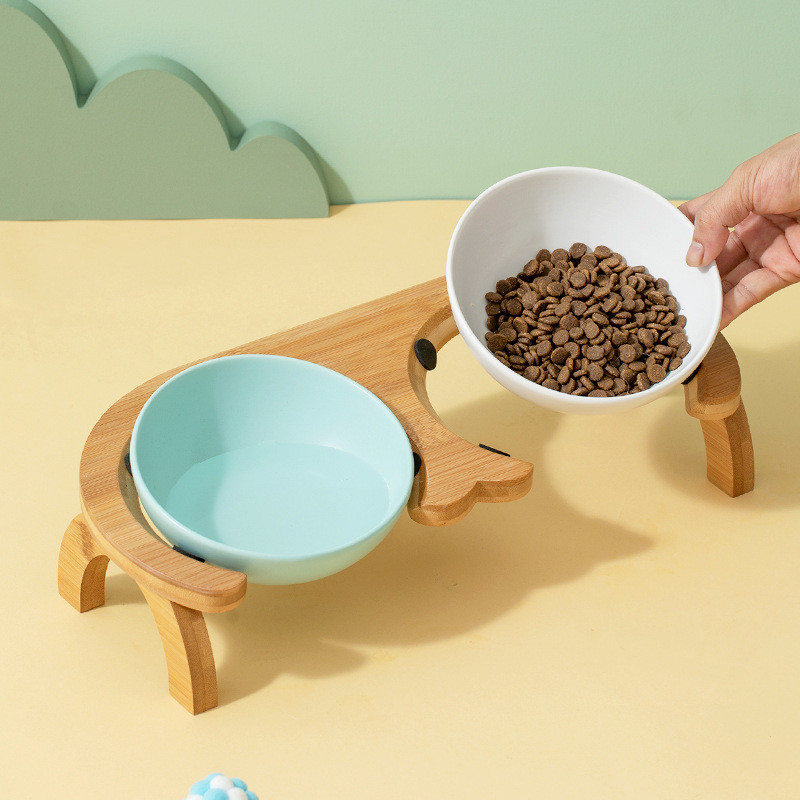 Keramička zdjela s hranom za hranjenje mačaka sa stalkom Dvostruke zdjelice za hranjenje kućnih ljubimaca Visoko stopalo Mlijeko za male pse Zalihe vode Zdjela za štene za mačke
