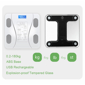 Bluetooth кантар за тегло Fat Smart Electronic BMI Composition Точен анализатор за мобилен телефон LED цифров дисплей Подови везни