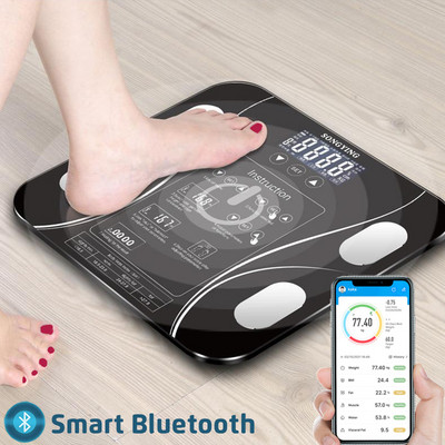 Bluetooth ζυγαριά λίπους Έξυπνη ηλεκτρονική σύνθεση BMI Ακριβής αναλυτής κινητού τηλεφώνου Ψηφιακή οθόνη LED Ζυγαριά δαπέδου