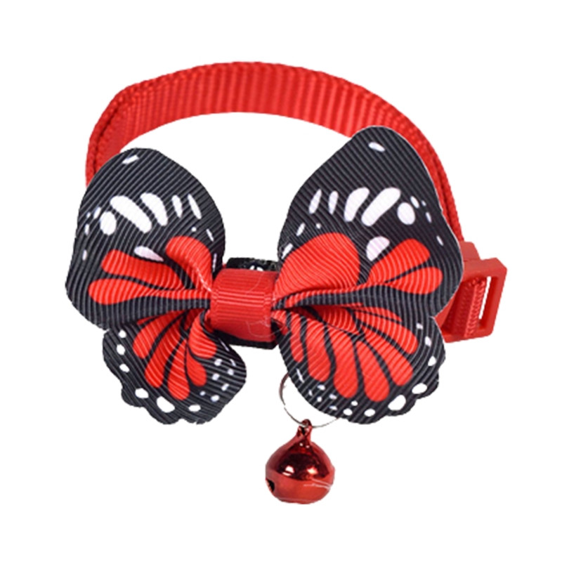 1Pc Set Šarene slatke ogrlice s leptirima Podesiva kopča Ogrlice za mačke Oprema za kućne ljubimce Otisak stopala Personalizirane ogrlice za mače Puppy A