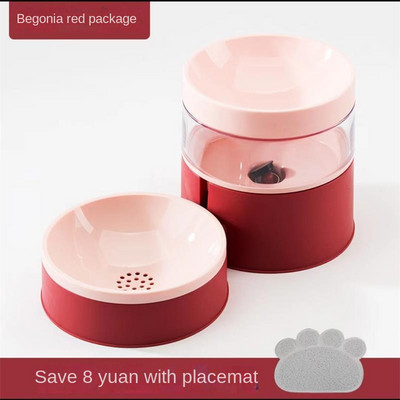 Divu kaķu bļodas 2 vienā automātiskā mājdzīvnieku barotava noņemama gravitācijas ūdens dozators pārtikas bļoda jauninājums Pacelts dizains pret vemšanu