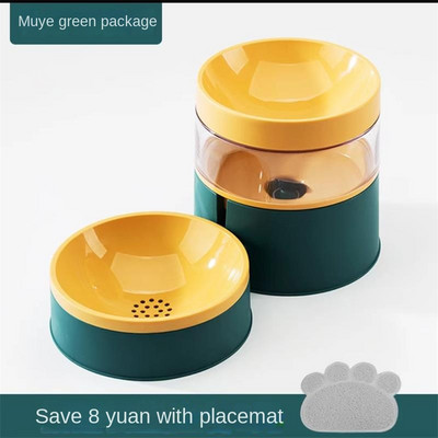 Divu kaķu bļodas 2 vienā automātiskā mājdzīvnieku barotava noņemama gravitācijas ūdens dozators pārtikas bļoda jauninājums Pacelts dizains pret vemšanu