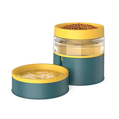 Divu kaķu bļodas 2 vienā automātiskā mājdzīvnieku barotava noņemama gravitācijas ūdens dozators pārtikas bļoda jauninājums Pacelts dizains pret vemšanu