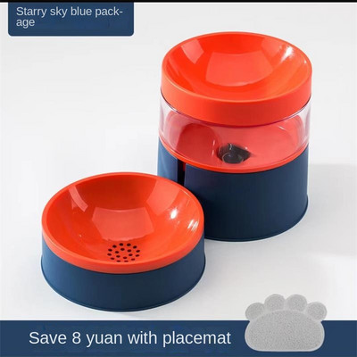 Divu kaķu bļodas 2 vienā automātiskā mājdzīvnieku barotava noņemama gravitācijas ūdens dozators pārtikas bļoda jauninājums Pacelts dizains pret vemšanu