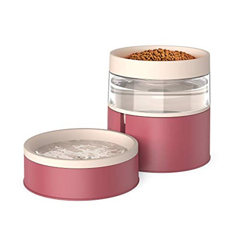 Divu kaķu bļodas 2 vienā automātiskā mājdzīvnieku barotava noņemama gravitācijas ūdens dozators pārtikas bļoda jauninājums Pacelts dizains pret vemšanu