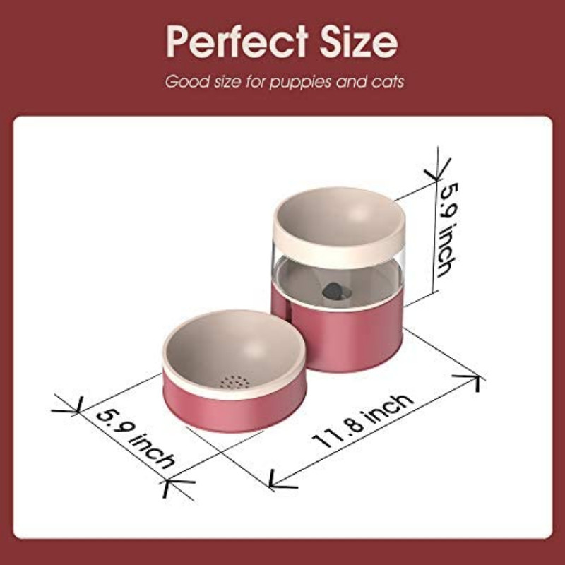 Divu kaķu bļodas 2 vienā automātiskā mājdzīvnieku barotava noņemama gravitācijas ūdens dozators pārtikas bļoda jauninājums Pacelts dizains pret vemšanu