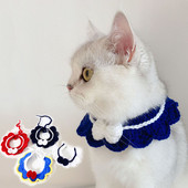 Pas Mačka Ovratnik s leptir kravatom Božićni dodaci za kućne ljubimce Ručno rađene pletene vunene bandane za mačke Kravate Podesivo štene Mačka Ovratnik s šalom