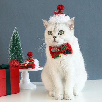 3 τεμ/Σετ Σετ καπέλων με κολάρο γάτας Μόδα Create Atmosphere Dress Up Christmas Elements Κιτ γιακά για γάτα