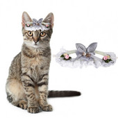 Pievilcīga mājdzīvnieku cepure Izsmalcināta kaķa suņa galvas saite Sequin Spīdīga princeses cepure Kitty dekoratīvā galvas saite