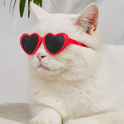 Pet Cat Creative Heart Saulesbrilles Suns Kaķis Saulesbrilles Cosplay Brilles Puppy Kitty Pet Smieklīgi Brilles Fotogrāfijas Rekvizīti Ballīšu dekorēšana