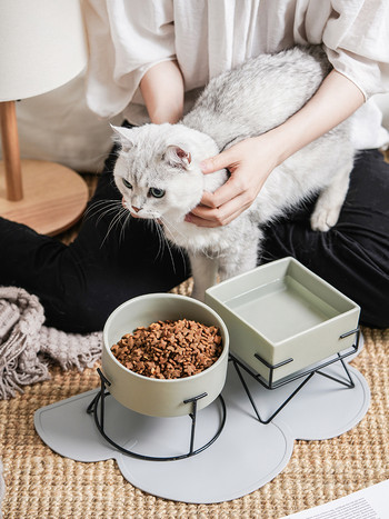 Κεραμικό μπολ για γάτες Μπολ για κουτάβι με σιδερένιο βραχίονα Stand Water Food Bowl για σκύλους Προμήθειες για κατοικίδια Τροφοδότης τροφοδοσίας κατανάλωσης υψηλής χωρητικότητας