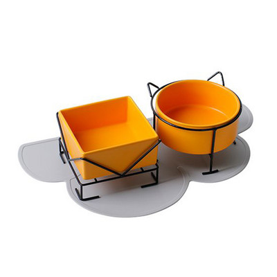 Keramička zdjela za mačke Zdjela za hranu za štence sa željeznim nosačem Postolje Zdjela za vodu Hrana za pse Oprema za kućne ljubimce Pijenje Hranjenje Hranilica velikog kapaciteta