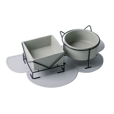 Keramička zdjela za mačke Zdjela za hranu za štence sa željeznim nosačem Postolje Zdjela za vodu Hrana za pse Oprema za kućne ljubimce Pijenje Hranjenje Hranilica velikog kapaciteta