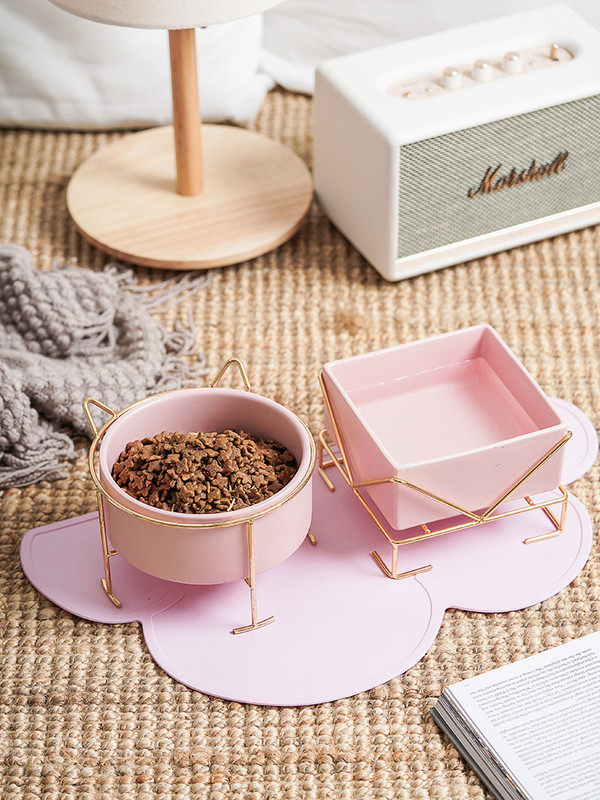 Keramička zdjela za mačke Zdjela za hranu za štence sa željeznim nosačem Postolje Zdjela za vodu Hrana za pse Oprema za kućne ljubimce Pijenje Hranjenje Hranilica velikog kapaciteta