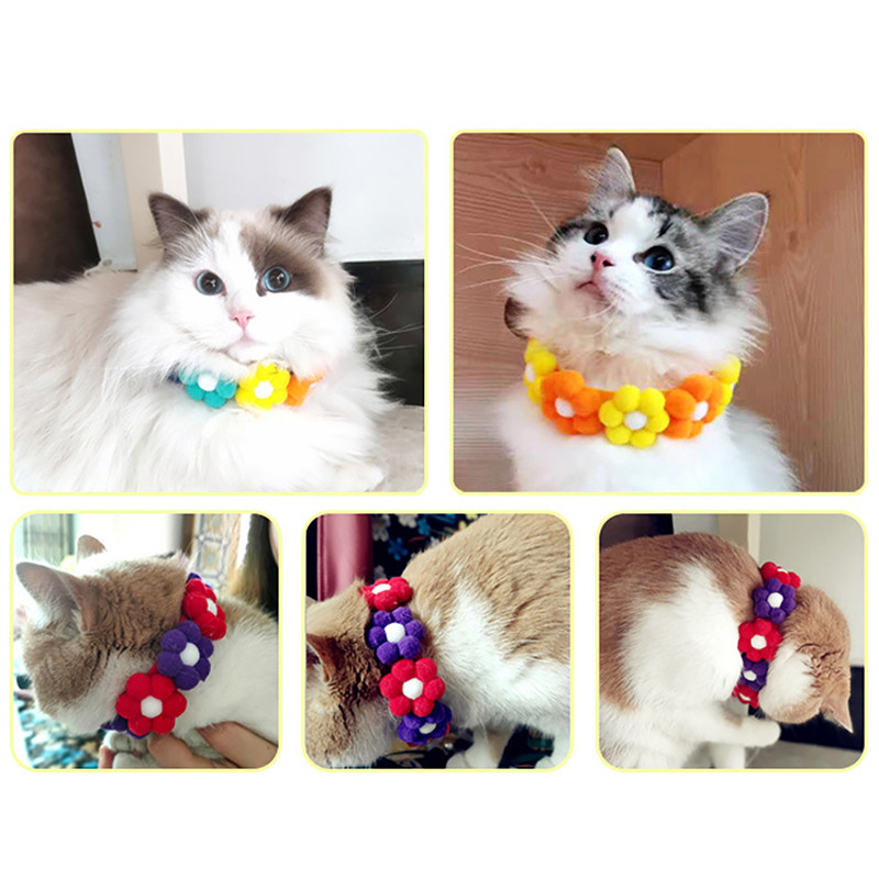Badu.bg Котешка яка с цветя на дъгата Декоративно колие за коте Мека ...