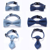 Skaisti vienkrāsaini mājdzīvnieki kaķu kaklasiksnas Regulējamas kucēnu čivavas kaklarotas drošības sprādzes džinsa kaķēnu tauriņa kaklasaite truša kaklasaite