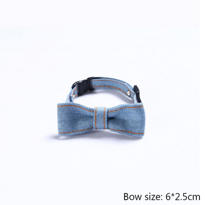 Skaisti vienkrāsaini mājdzīvnieki kaķu kaklasiksnas Regulējamas kucēnu čivavas kaklarotas drošības sprādzes džinsa kaķēnu tauriņa kaklasaite truša kaklasaite