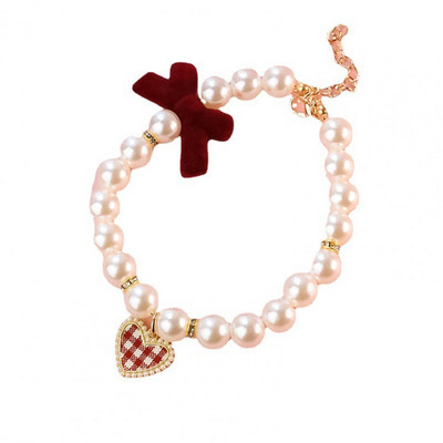 Guler adorabil pentru animale de companie Bowknot universal câine pisoi imitație de perle guler bijuterii colier confortabil pentru animale de companie Accesorii pentru animale de companie