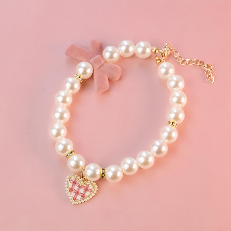 Guler adorabil pentru animale de companie Bowknot universal câine pisoi imitație de perle guler bijuterii colier confortabil pentru animale de companie Accesorii pentru animale de companie