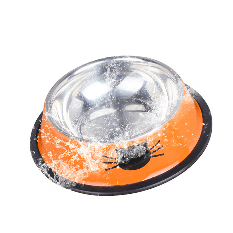 Jauna saliekama daudzkrāsaina nerūsējošā tērauda suņu kaķu bļoda Neslīdoša, nekrītoša ēšanas dzēriena lolojumdzīvnieku barības trauks padevējam trauku bļoda