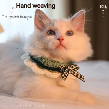 Котешка яка Pet Bow Шал Аксесоари за плетене Kitten Knitting Muppet Kitten Drool Scarf Collar Bib For Dog Cat Chihuahua Pet