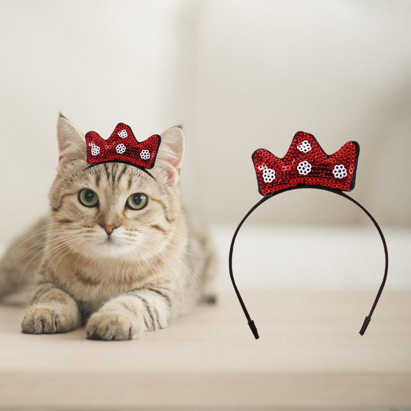 Kaķa matu stīpa spīdīgs vizuālais efekts īpaši viegls saģērbt kokvilnas poliestera kaķa kronis galvassegas matu stīpas dekorēšanai mājdzīvnieku piederumi