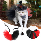 Lemmikloomade Halloweeni kostüümikomplekt Uus moodne võrgust Halloweeni müts kikilipsuga Tutu seelik Lemmikloomad Rõivad ja aksessuaarid Kassid Koerte Varustus