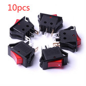 10 gab 3 Pin Rocker Switch Barošanas slēdži 16A 250V T85/55 50Hz Pozīcija Sarkanās pogas stiprinājums