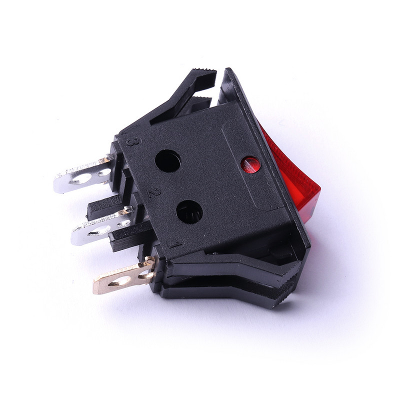 10 gab 3 Pin Rocker Switch Barošanas slēdži 16A 250V T85/55 50Hz Pozīcija Sarkanās pogas stiprinājums