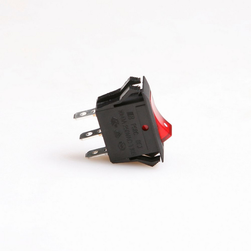 10 gab 3 Pin Rocker Switch Barošanas slēdži 16A 250V T85/55 50Hz Pozīcija Sarkanās pogas stiprinājums