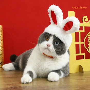 Καπέλο κατοικίδιων για γάτες Καπέλα με αυτιά Χαριτωμένο λαγουδάκι Μαλακό άνετο αξεσουάρ στολής κουνελιών Υλικά βελούδινα ασφαλή για ζώα