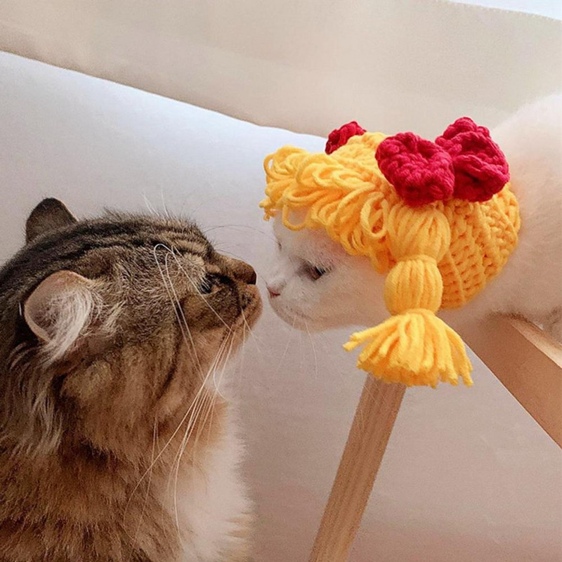 Mājdzīvnieka cepure Galvassegas bizes Dizaina foto rekvizīti Mīksti, jautri mājdzīvnieku kucēnu cepure Pavasara suņu kaķu apģērbu aksesuāri Foto rekvizīti