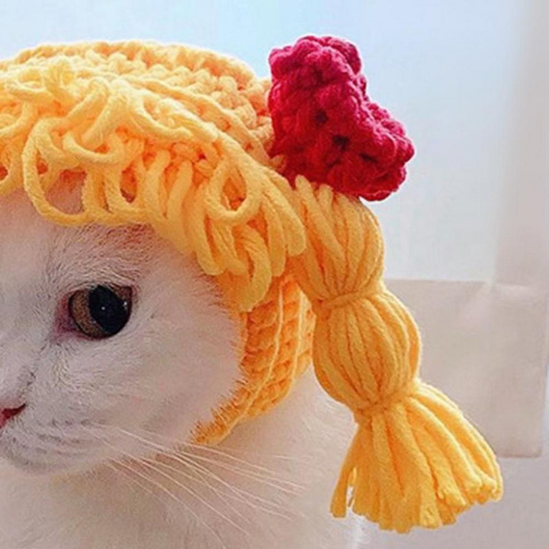 Mājdzīvnieka cepure Galvassegas bizes Dizaina foto rekvizīti Mīksti, jautri mājdzīvnieku kucēnu cepure Pavasara suņu kaķu apģērbu aksesuāri Foto rekvizīti